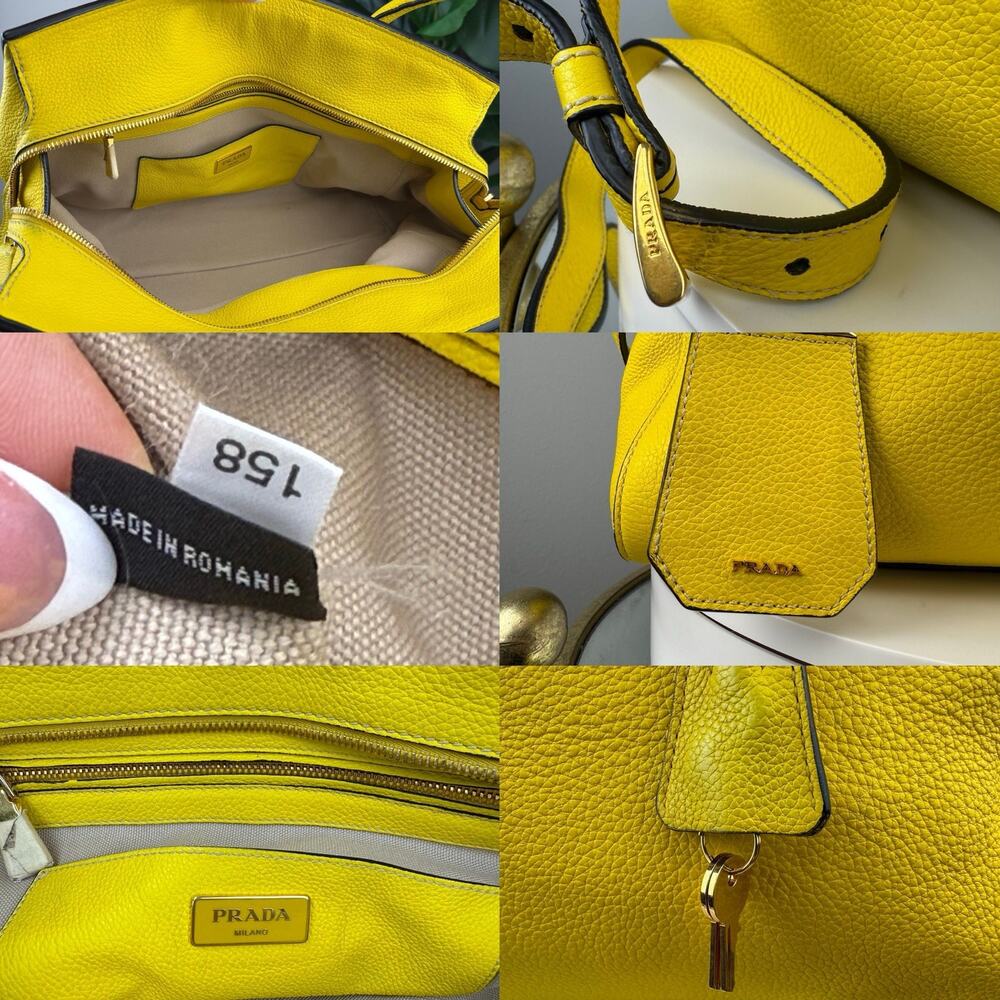 💎✨Authentic PRADA Girasole Vitello Grain Leather Two-Way Tote Bag - Picture 8 of 8